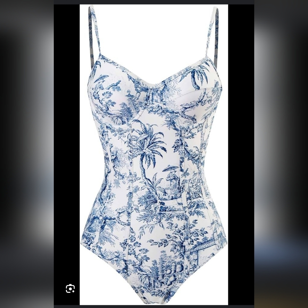 Blue and White Swimsuit